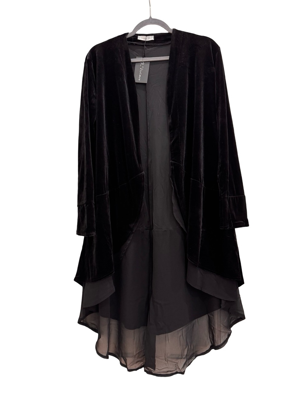 Black Velvet Open-Front Women's Cardigan - Picture 2 of 10